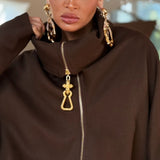 Barna hosszú ujjú, hétköznapi kabát