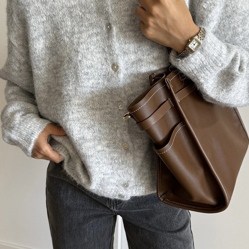 Egyszínű kardigán gyapjúkeverékből