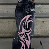 Gótikus mintás, széles szárú farmer