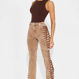 Fűzős és húzózsinóros farmernadrág