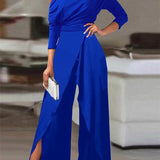 Női overál - Váll nélküli - Hosszú ujjú - Drapézott derék - Bő fazon