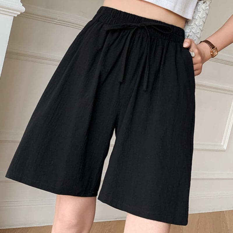 Női pamut rövidnadrág - Rugalmas derék - Klasszikus és kényelmes