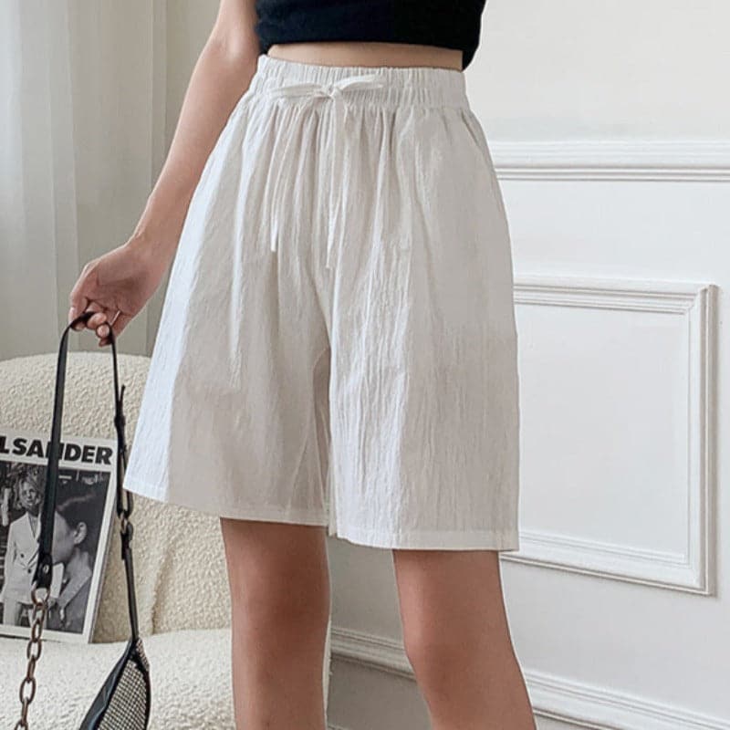 Női pamut rövidnadrág - Rugalmas derék - Klasszikus és kényelmes