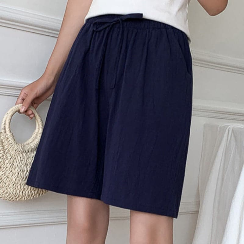 Női pamut rövidnadrág - Rugalmas derék - Klasszikus és kényelmes