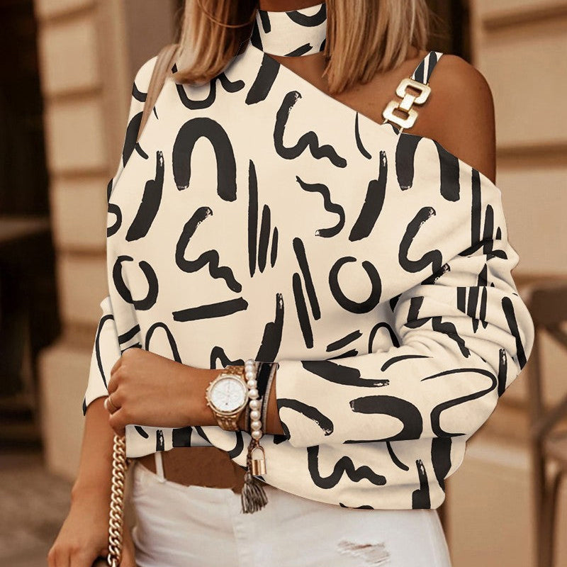 Női hosszú ujjú felső – Laza szabású – Kockás minta – Láncpánt