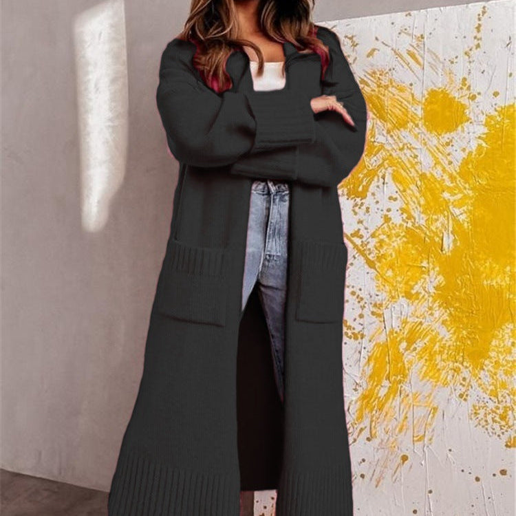 Női hosszú kardigán – Laza szabású – Puha kötésű – Nyitott elöl – Oldalsó zsebek