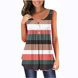 Női tunika – Ujjatlan – Lenge szabású – Csíkos – Puha, lélegző anyag