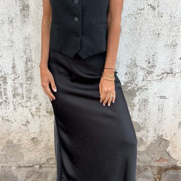 Női ujjatlan mellény – Testhezálló szabású – Gombos – V-nyakú – Sikkes formális stílus