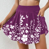 Női szoknya – Virágminta – Rugalmas derék – Légáteresztő, bő szabású