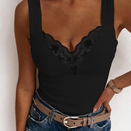 Női ujjatlan felső – csipke V-nyakú – testhezálló szabású – elegáns és sokoldalú