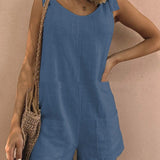 Női overál – Állítható pántok – Szív alakú nyakkivágás – Foltzsebek