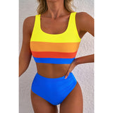Női bikiniszett – Kétrészes szett – Sportos szabás – Magas derekú – Légáteresztő anyag