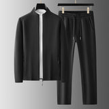 Férfi melegítőruha – Laza szabású – Cipzáras dzseki állógallérral – Gumírozott derekú nadrág