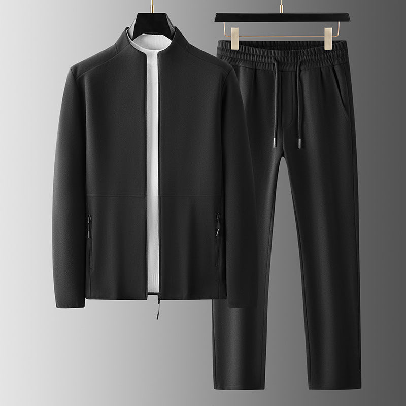 Férfi melegítőruha – Laza szabású – Cipzáras dzseki állógallérral – Gumírozott derekú nadrág