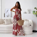 Női pánt nélküli overál – Laza fazon – Merész minta – Könnyű anyag