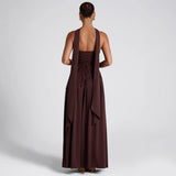 Női estélyi ruha – Pánt nélküli – Aszimmetrikus felsőrész – Lengő, hasított szoknya