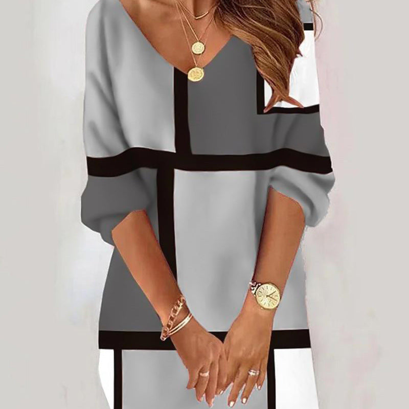 Liora – Modern pulóverruha színes blokkokkal és geometrikus mintákkal