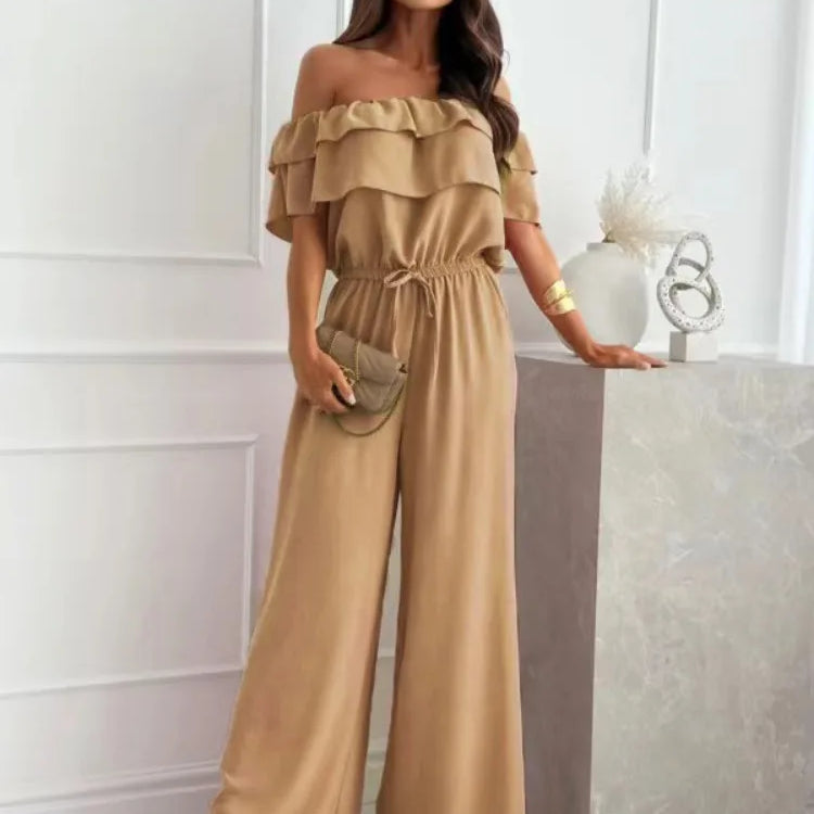 Rövid ujjú, váll nélküli overál - Laza és elegáns