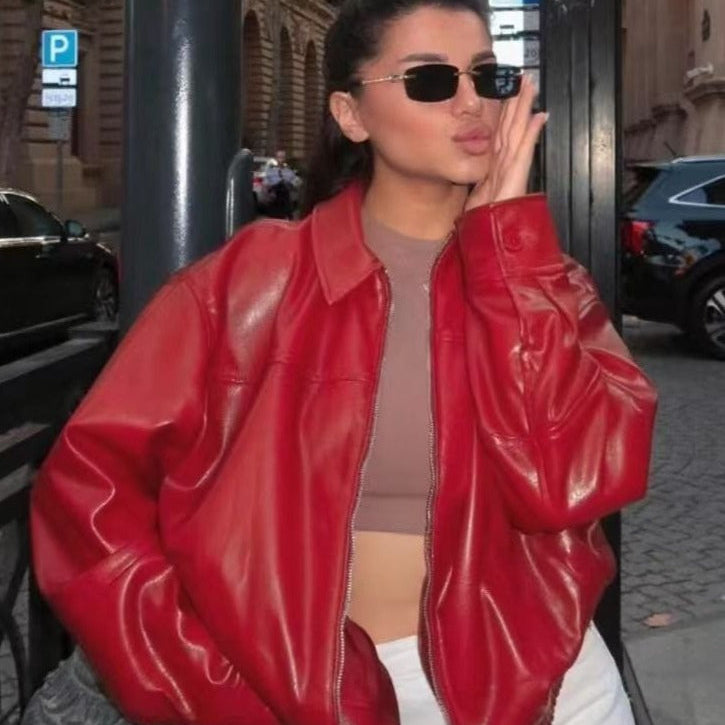 Egyszínű pilóta stílusú dzseki