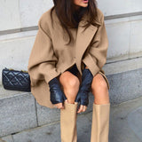 Gyapjúkeverék kabát denevérszárnyas ujjakkal