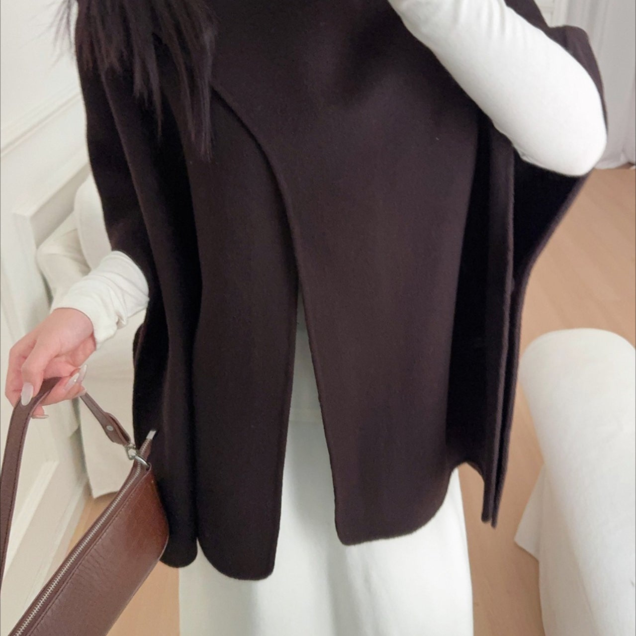 Aszimmetrikus sál, kendő, köpeny vagy kabát sima Tencel gyapjúból