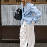 Hosszú ujjú, lezser kék blézer