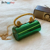 Hengeres akril válltáska, estélyi clutch