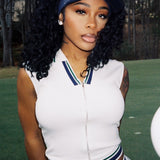 Laza és sportos kétrészes szett, sima bordázott gallérú ing