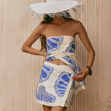 Ujjatlan, bő szabású, mintás bandeau szoknya szett