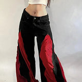 Harajuku Patchwork Széles Lábajú Farmernadrág