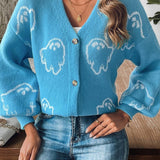 Jacquard gombos kardigán