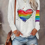 Női hosszú ujjú ing – Laza szabású – Kerek nyakú – Puha kötésű – Szívmintás