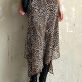 Aszimmetrikus, kétrétegű tüll szoknya leopárdmintával