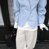 Hosszú ujjú, lezser kék blézer