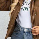 Puffos dzseki rövid, magas gallérral