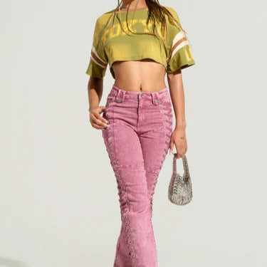 Fűzős és húzózsinóros farmernadrág