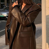 Fekete műbőr blézer