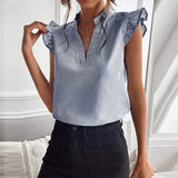 Jessica - Elegáns, csíkos pamut blúz, designer