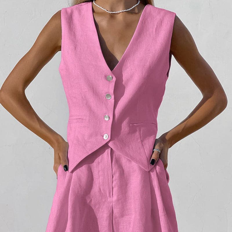 Felicia - Elegáns pamut szett (nadrág és mellény)