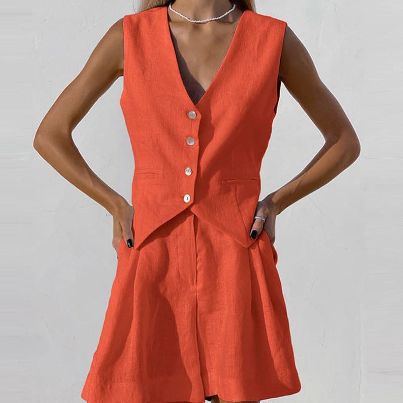 Felicia - Elegáns pamut szett (nadrág és mellény)