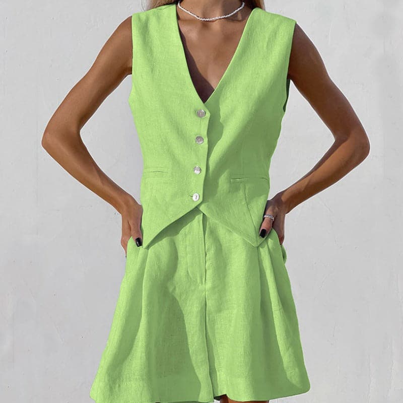 Felicia - Elegáns pamut szett (nadrág és mellény)