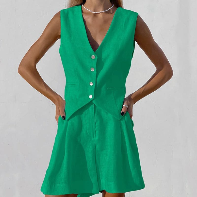 Felicia - Elegáns pamut szett (nadrág és mellény)