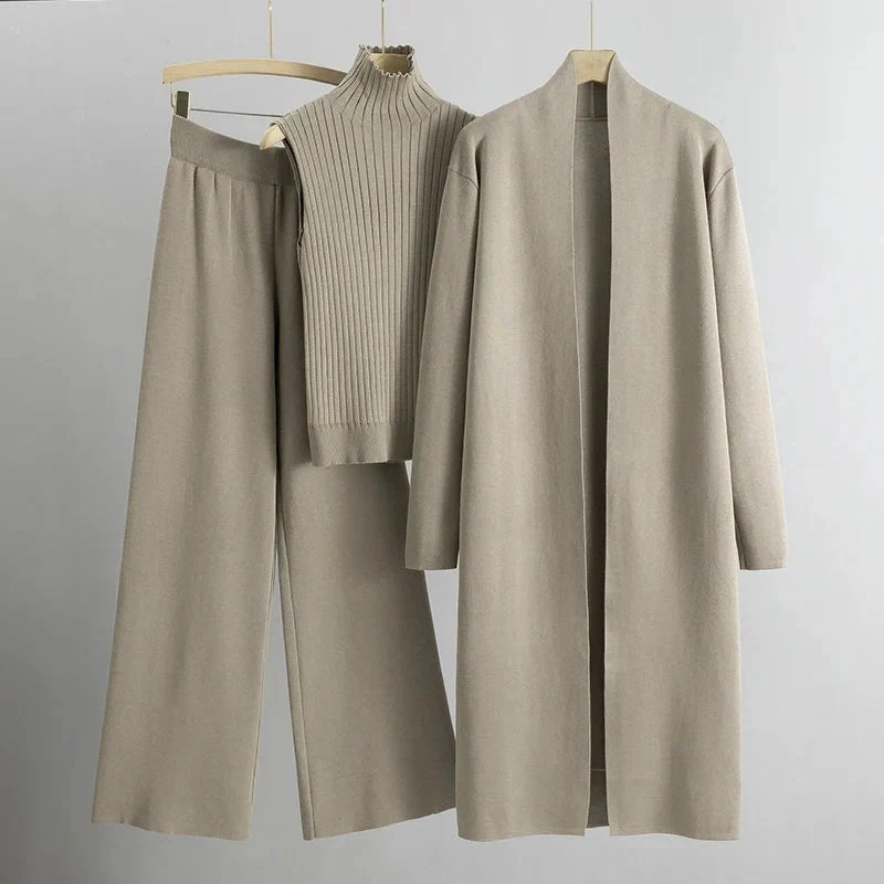 Női háromrészes szett - Kötött - Laza szabású - Magas derekú