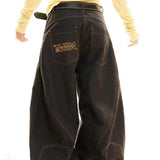 Hosszú, bő szárú, ívelt, drapézott farmernadrág