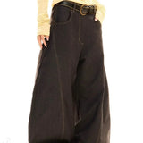 Hosszú, bő szárú, ívelt, drapézott farmernadrág