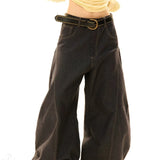 Hosszú, bő szárú, ívelt, drapézott farmernadrág