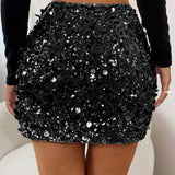 Mini testhezálló szoknya flitteres szegéllyel