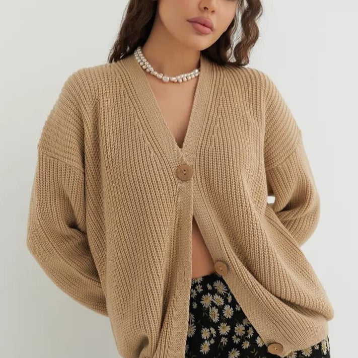 Egyszínű kardigán laza szabással