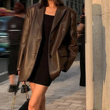 Fekete műbőr blézer