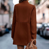 Hosszú ujjú kabát egyszerű, kefélt gyapjúból